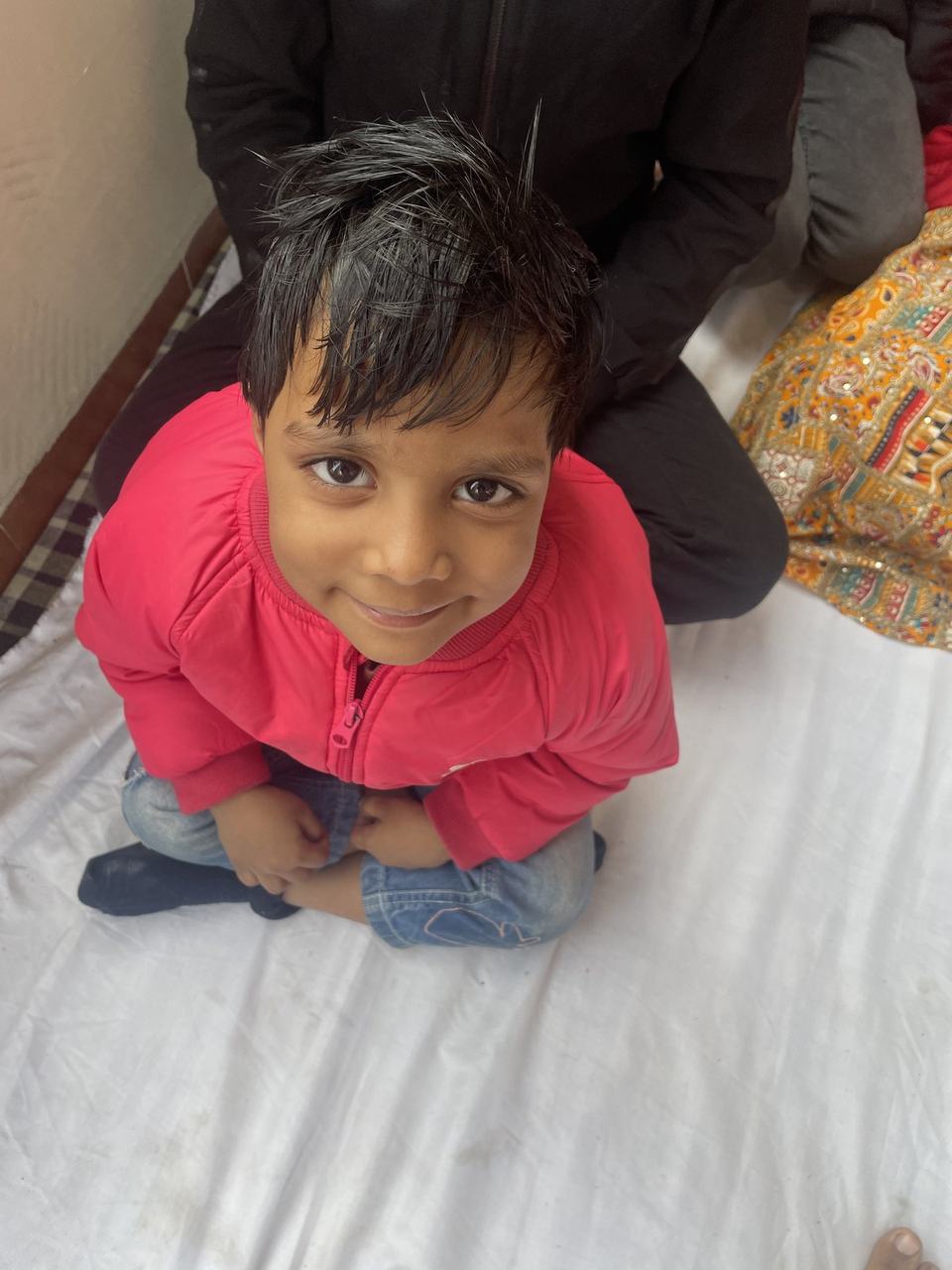 A child's candid smiling moment