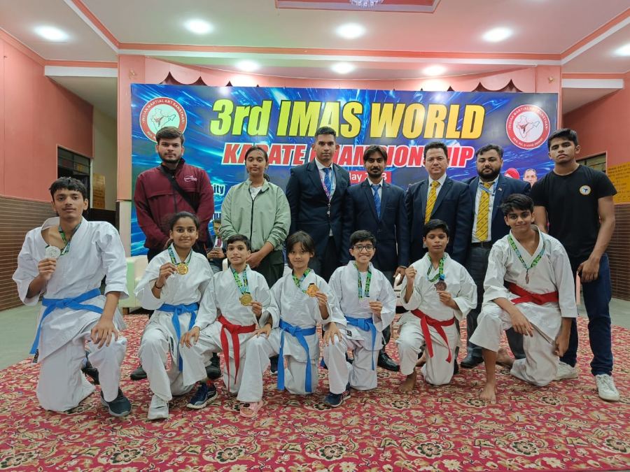 Group of martial arts students at a championship event
