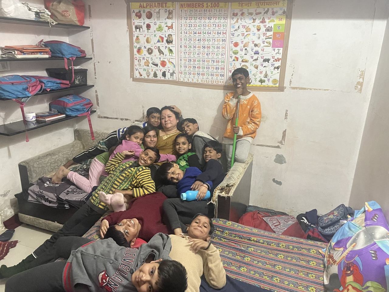 Children posing together indoors