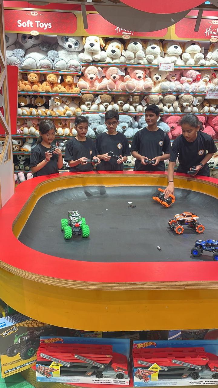 Children enjoying a toy shop outing